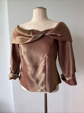 Vintage Metallic Bronze Off-Shoulder Stanley Scott Top